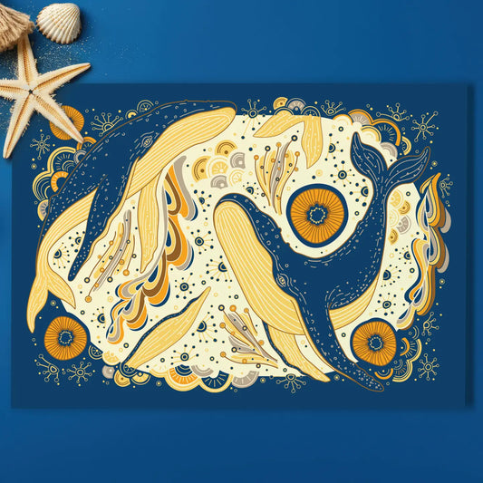Whale, and the Ocean Art Print Postcard by sol&mar art co. - Moon Room Shop and Wellness