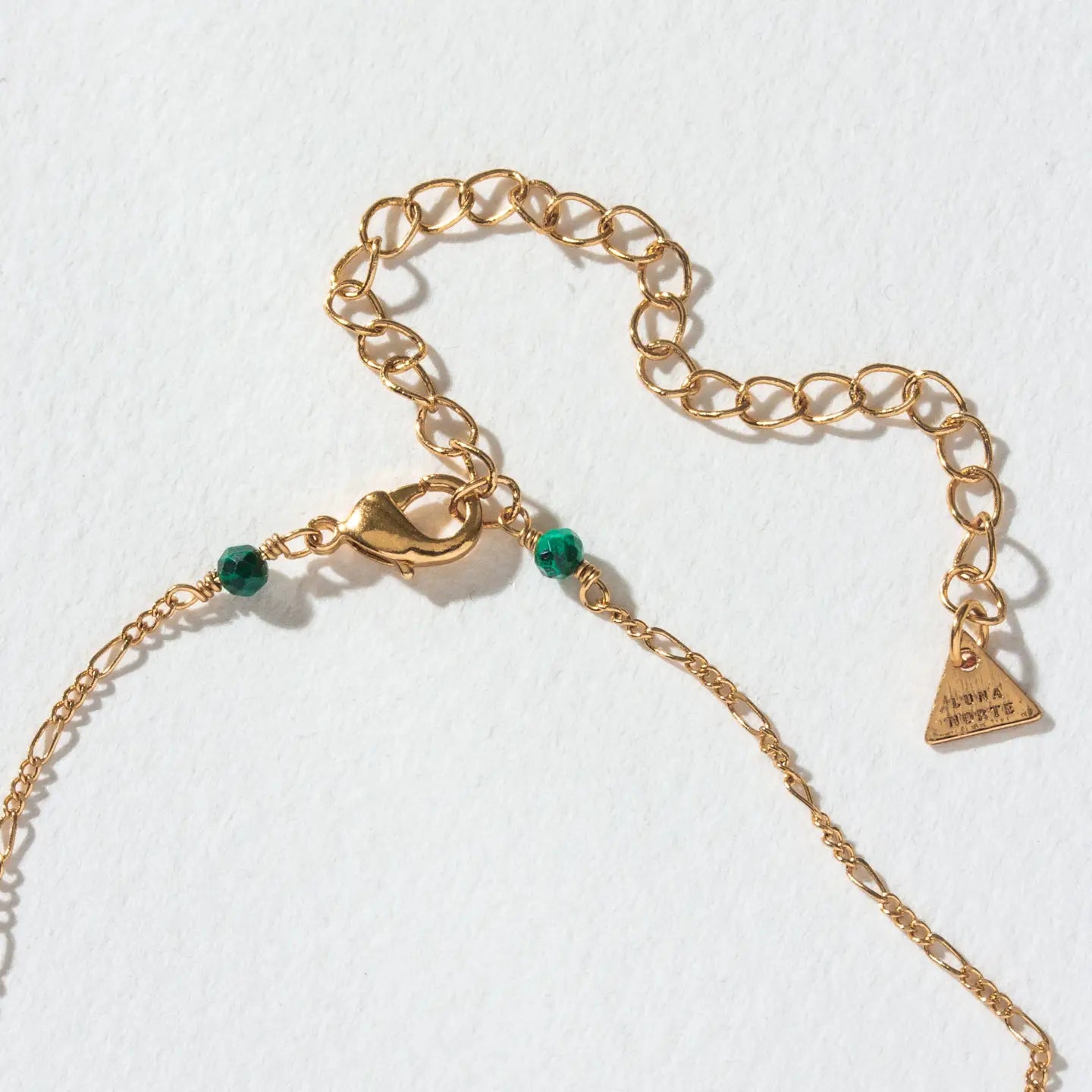 Emerald Triangle Dainty  Necklace in Gold Plated Brass