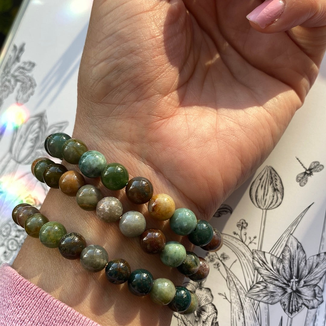 Indian Moss Agate 8mm Stretch Bracelet - Moon Room Shop and Wellness
