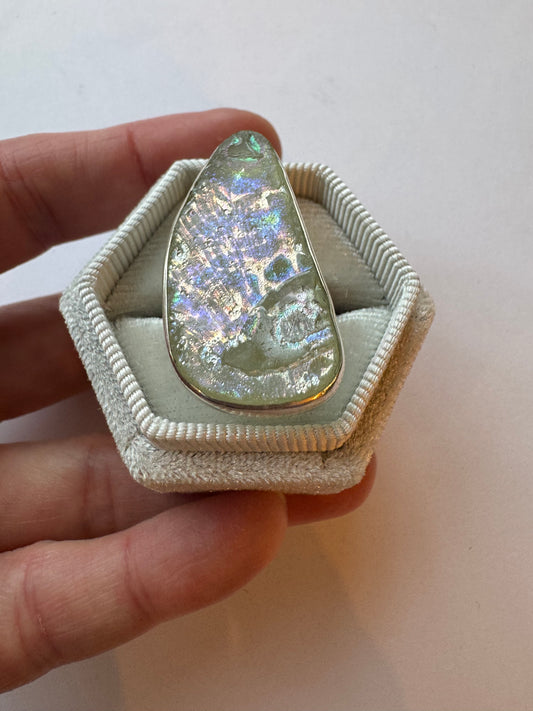 Roman Glass Sterling Silver Adjustable 7-9 Ring - Moon Room Shop and Wellness