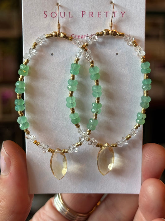 Soul Pretty Citrine + Chrysoprase + Herkimer Handmade Gold Fill Earrings - Moon Room Shop and Wellness
