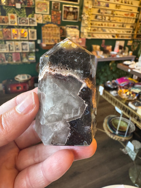 Chalcedony & Druzy Quartz Tower 120 g Brazil - Moon Room Shop and Wellness