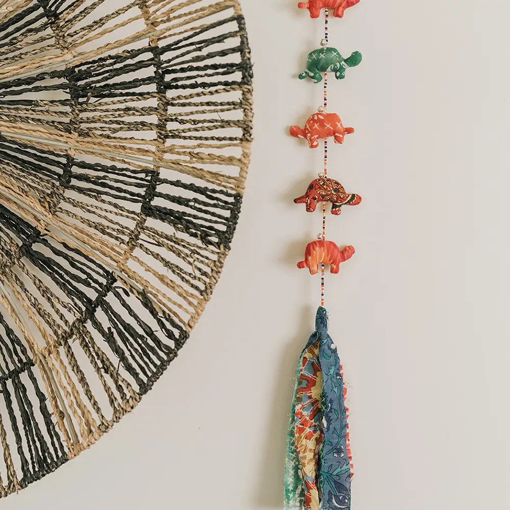 Dulari Turtle Garland Hanging - Upcycled Sari Fabric Decor - Moon Room Shop and Wellness
