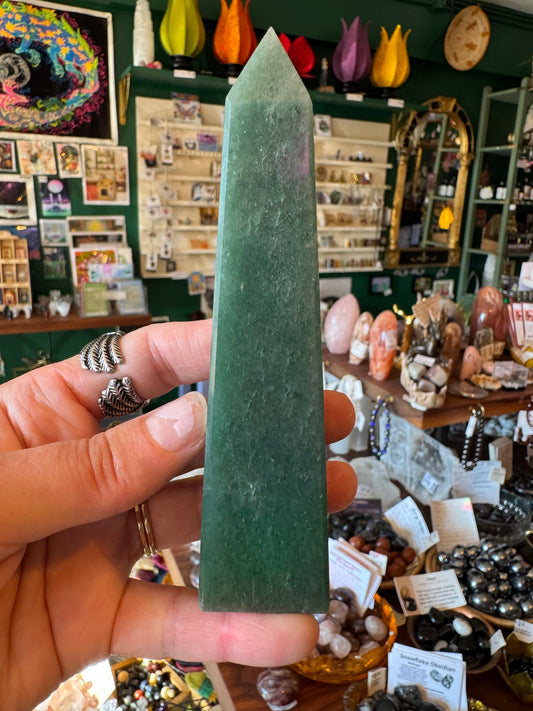 Green Aventurine Tower Obelisk 180 g Brazil - Moon Room Shop and Wellness