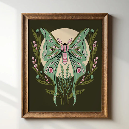 Luna Moth - 8" X 10" Art Print - Moon Room Shop and Wellness