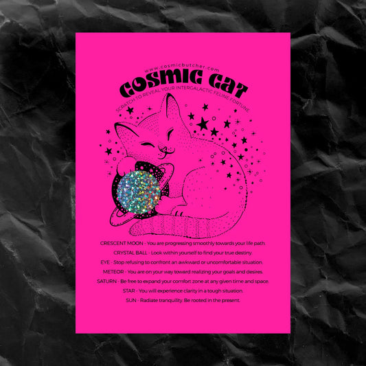 Scratch Off "Cosmic Cat" Fortune Affirmation Card - Moon Room Shop and Wellness