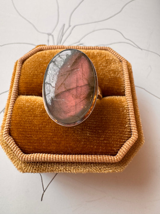 Purple Flash Labradorite Sterling Silver Ring - Moon Room Shop and Wellness