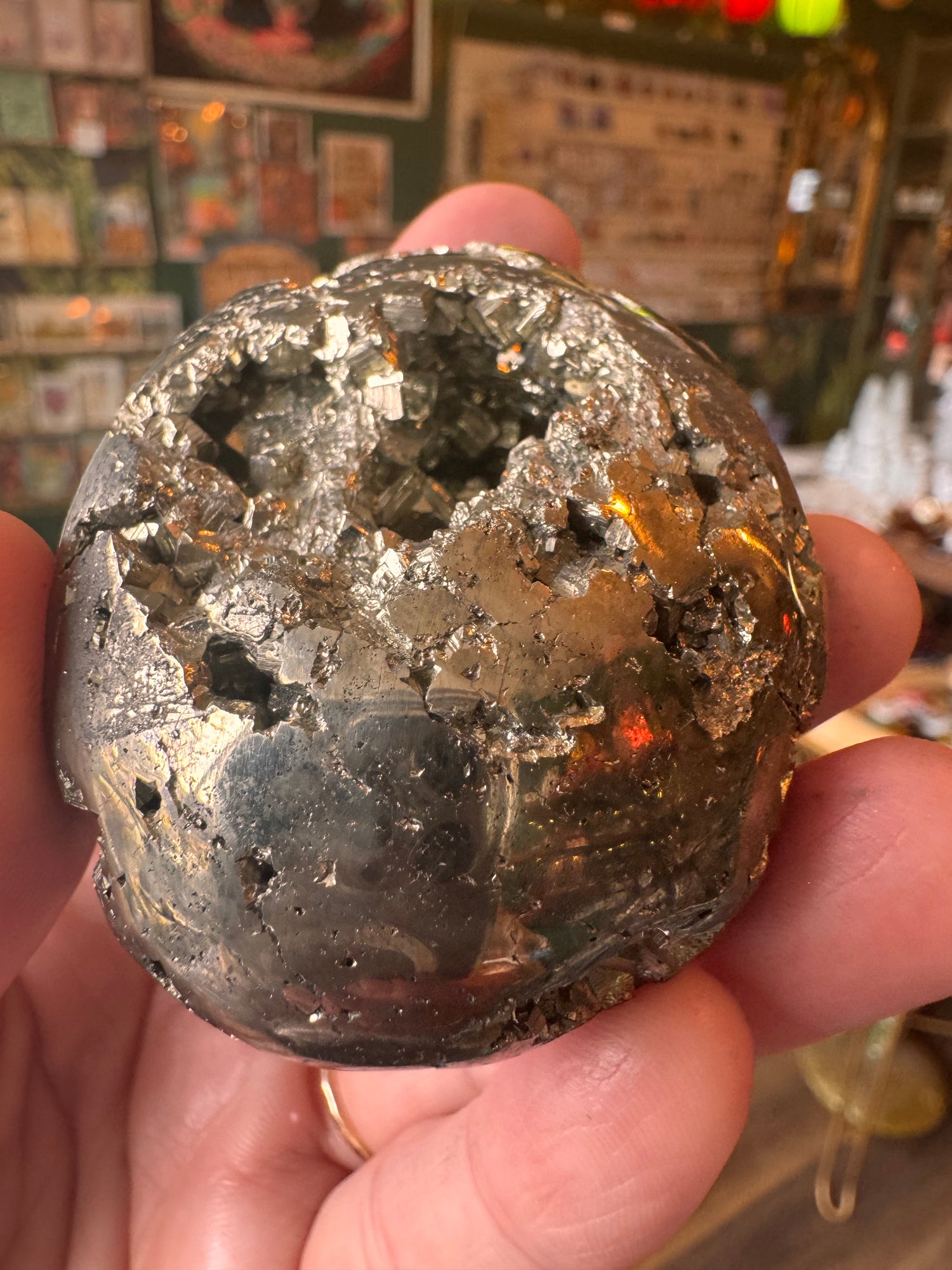 Pyrite Sparkly Palmstone 165 g Peru - Moon Room Shop and Wellness