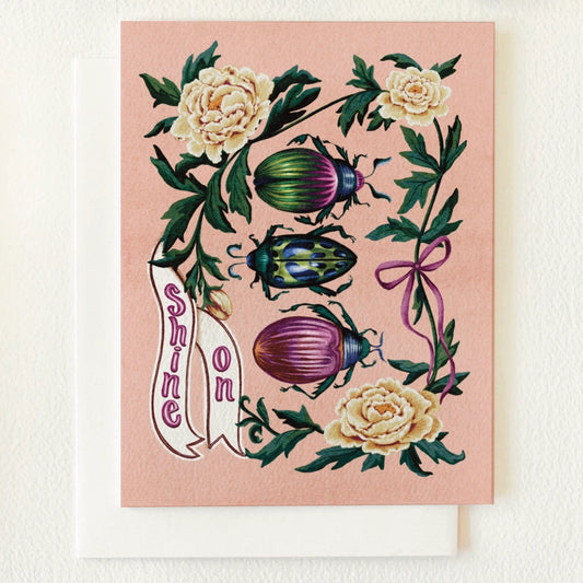 Beautiful Beetles Blank Greeting Card : Shine On by Folk Meadow - Moon Room Shop and Wellness