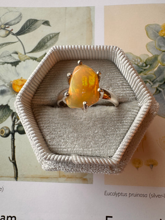 Opal-Rough Ethiopian Opal Sterling SIlver Ring Size 9 - Moon Room Shop and Wellness