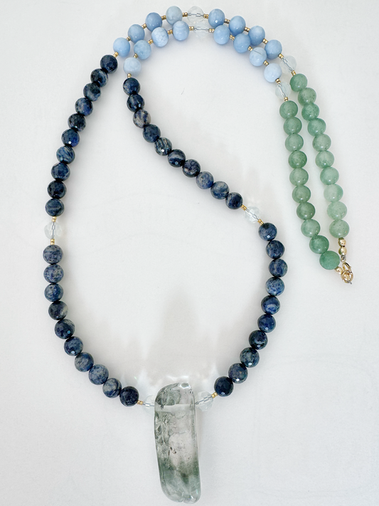 Chlorite Quartz Point Handmade Beaded Necklace - Moon Room Shop and Wellness