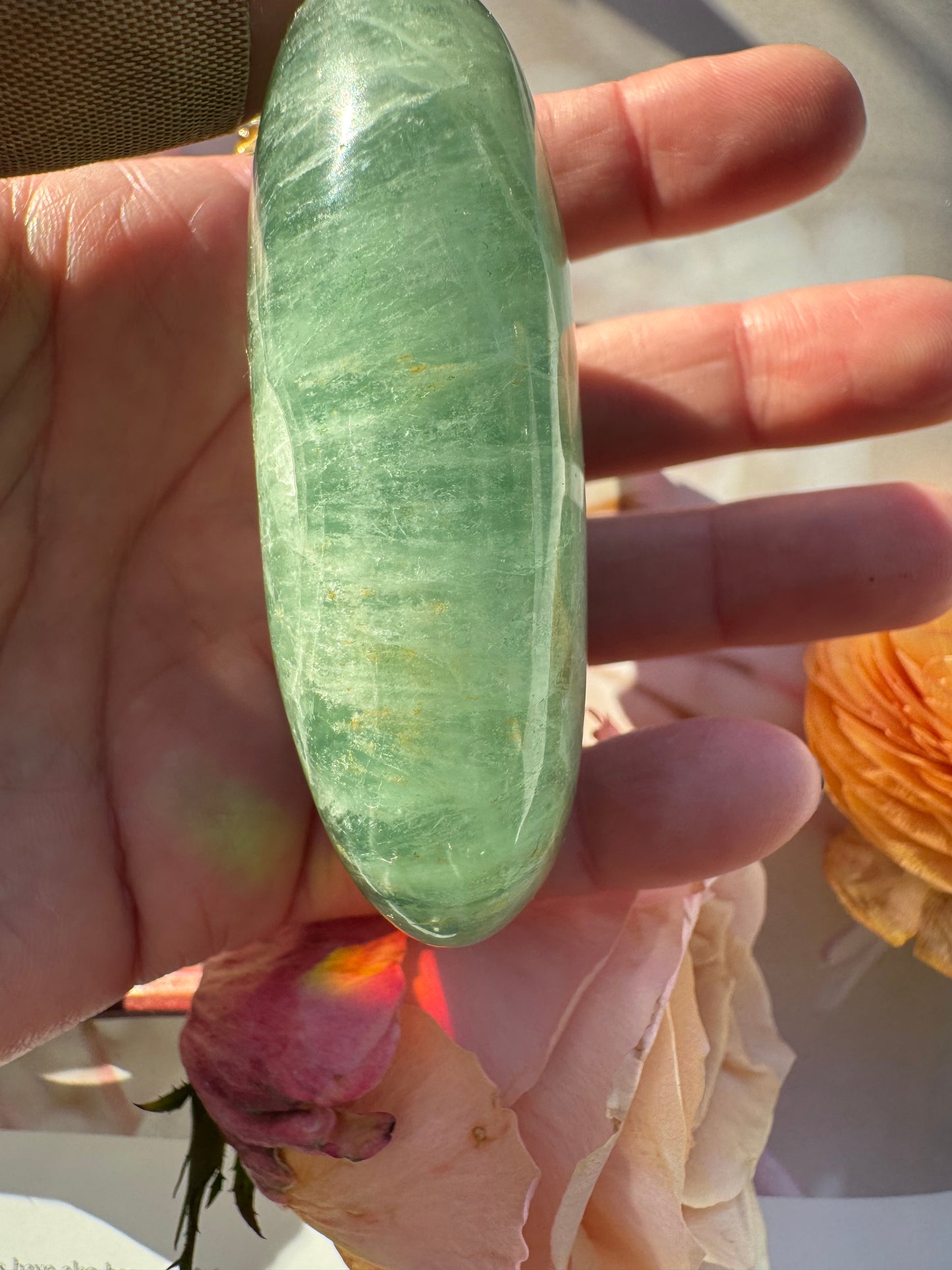 Green Fluorite Palmstone 162 g - Moon Room Shop and Wellness