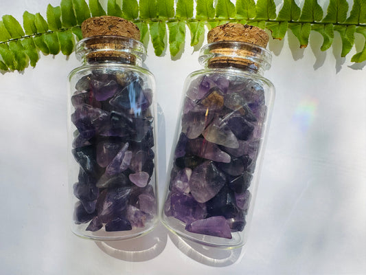 Amethyst Gem Chip 25 ml Glass Jar - Moon Room Shop and Wellness
