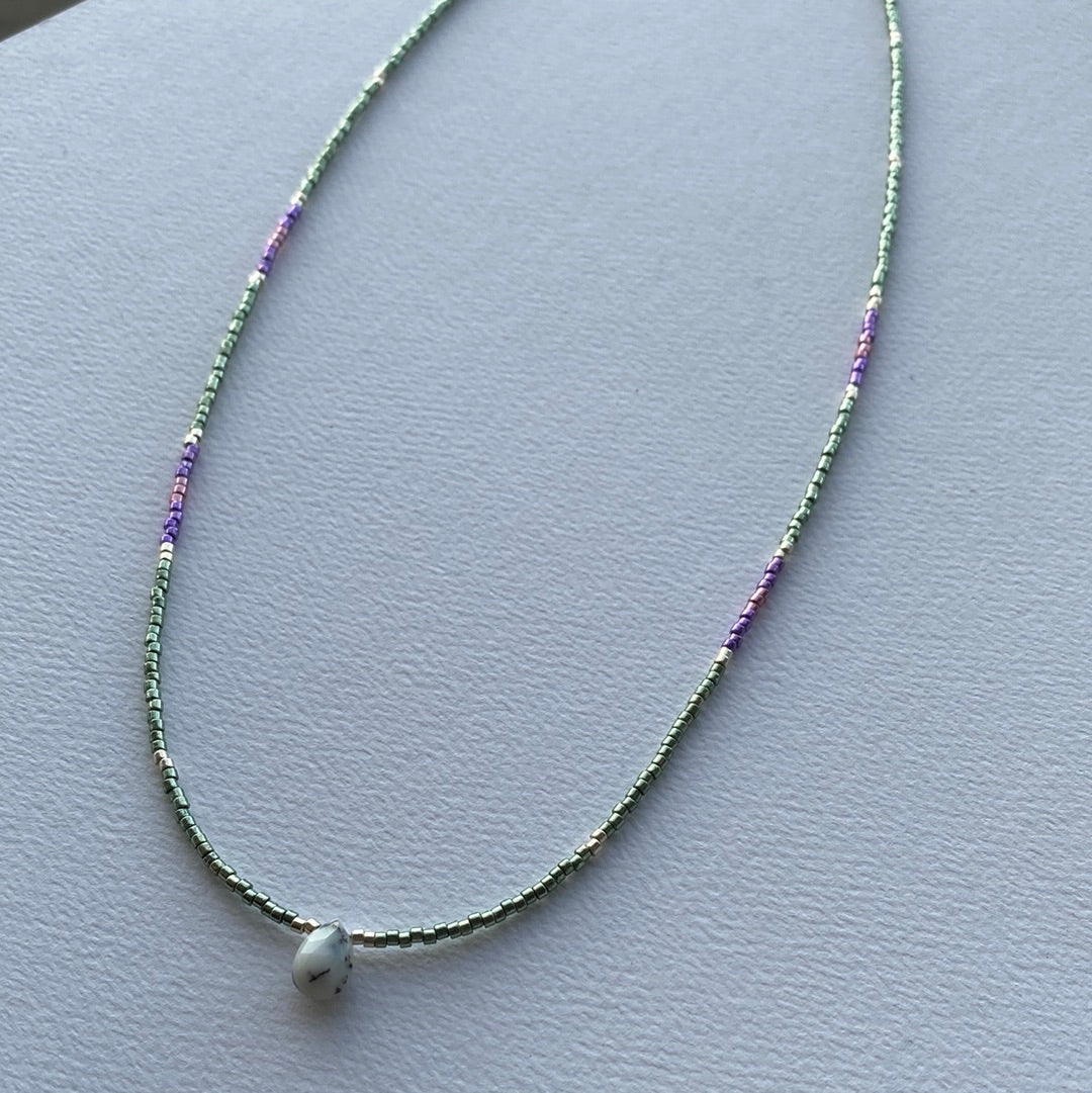 Dendritic Agate Seed Bead Necklace - Moon Room Shop and Wellness