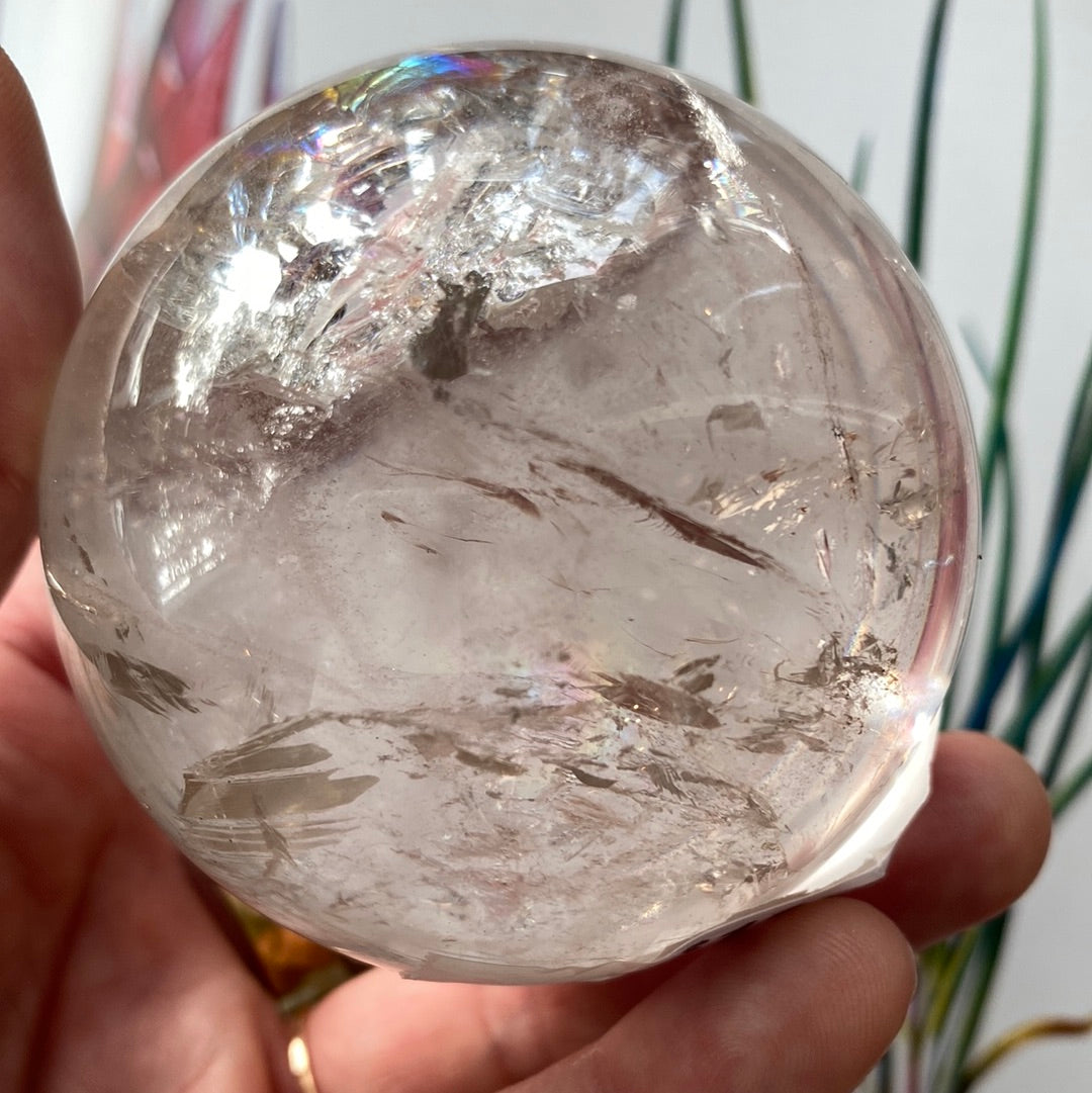 Quartz Crystal Sphere w Rainbows! 335 g - Moon Room Shop and Wellness