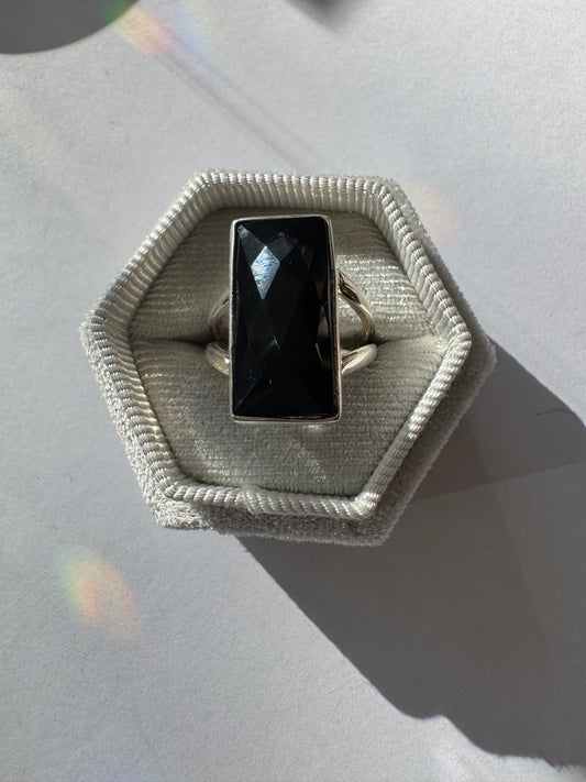 Black Obsidian Sterling Silver Ring Size 6.5 - Moon Room Shop and Wellness