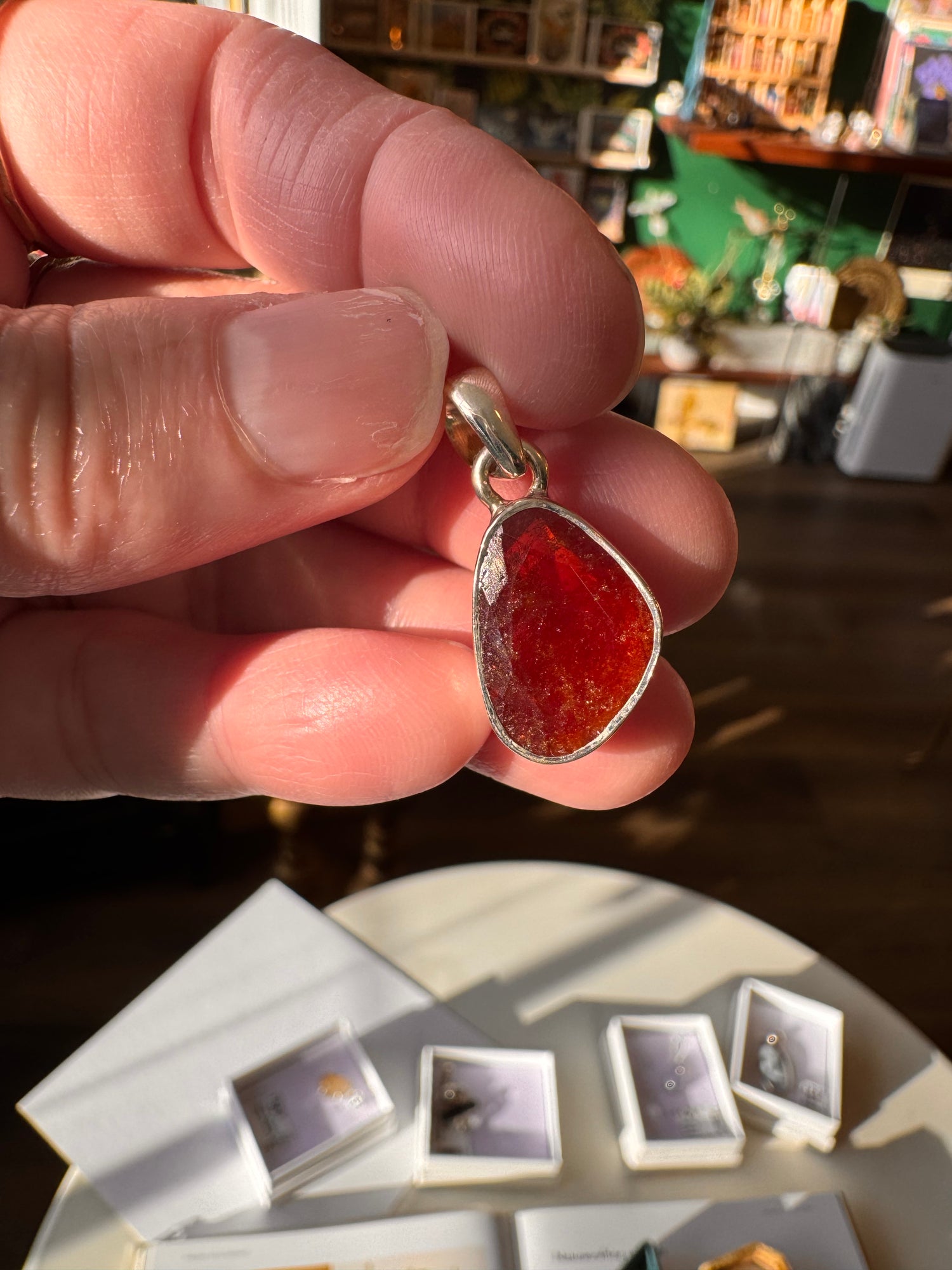 Carnelian Sterling Silver Pendant w Chain - Moon Room Shop and Wellness