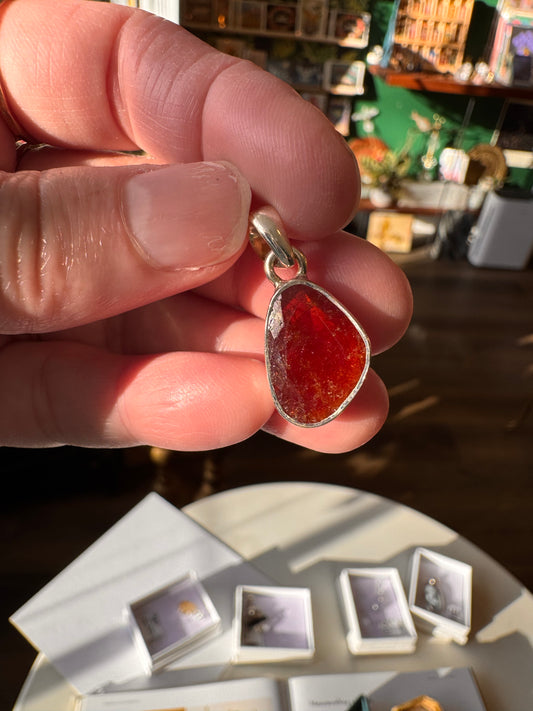 Carnelian Sterling Silver Pendant w Chain - Moon Room Shop and Wellness