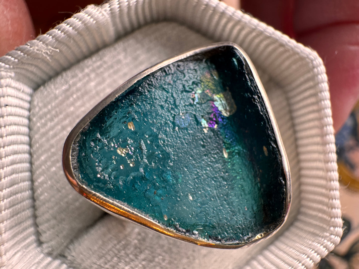 Roman Glass Sterling Silver Ring Size 7 - Moon Room Shop and Wellness