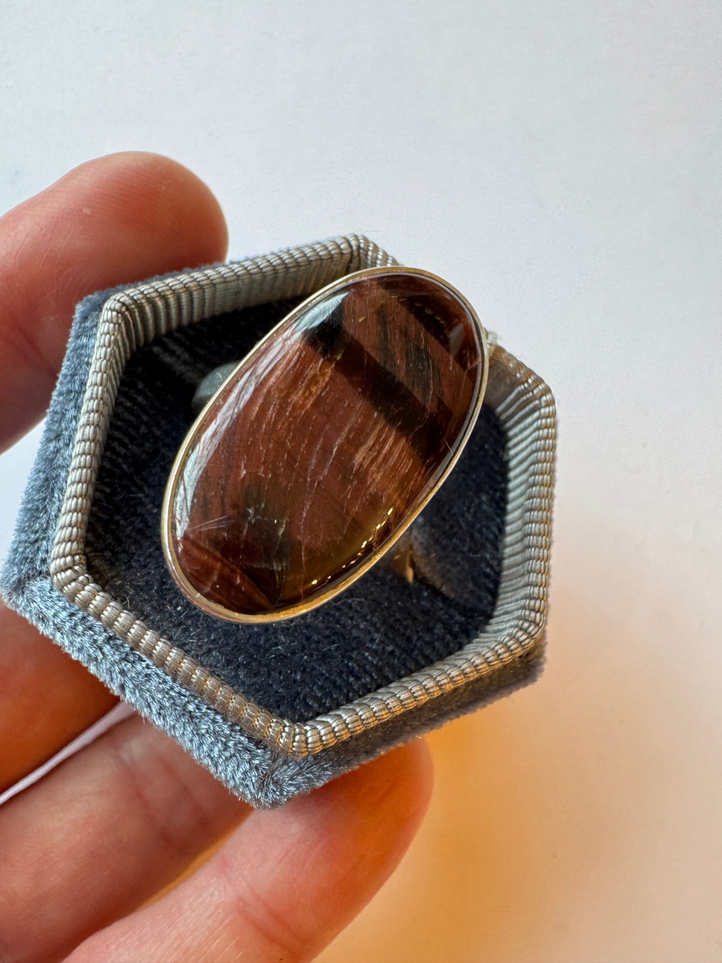 Red Tiger Eye Sterling Silver Ring Size Adjustable 6-8 - Moon Room Shop and Wellness