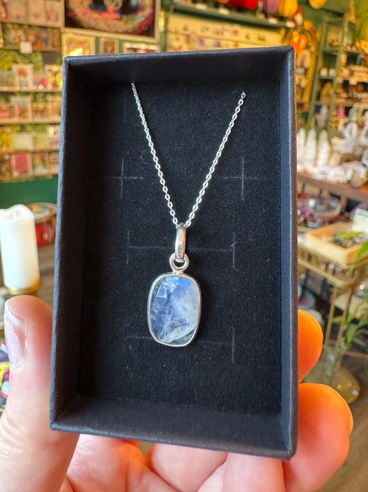 Moonstone Sterling Silver Necklace 20 " Chain - Moon Room Shop and Wellness