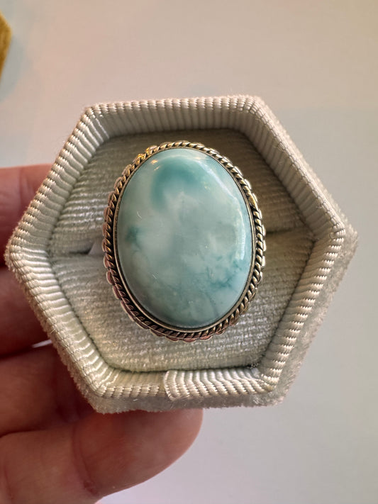 Larimar  Sterling Silver Ring Size 6.5