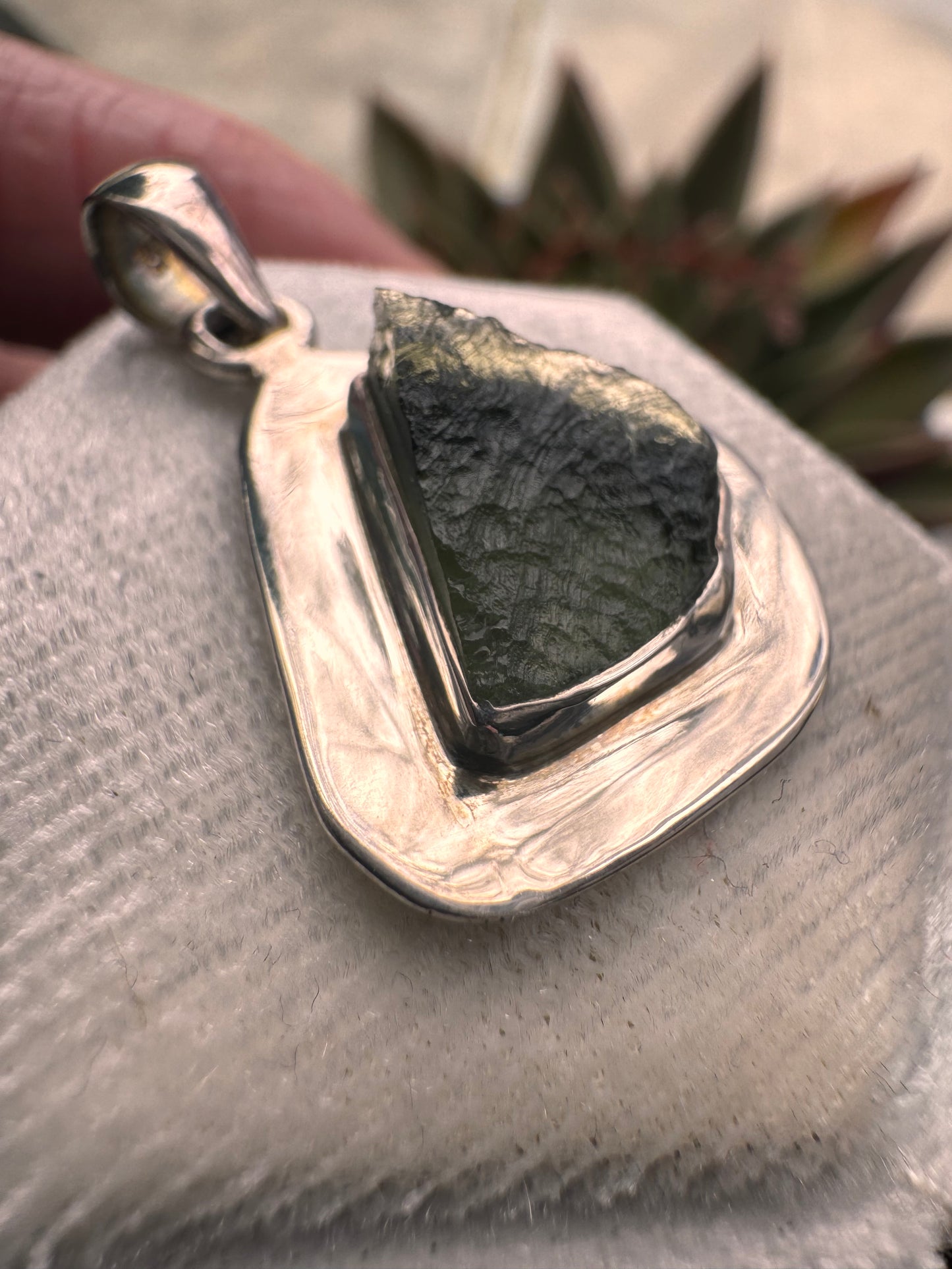 Moldavite Sterling Silver Pendant - Moon Room Shop and Wellness
