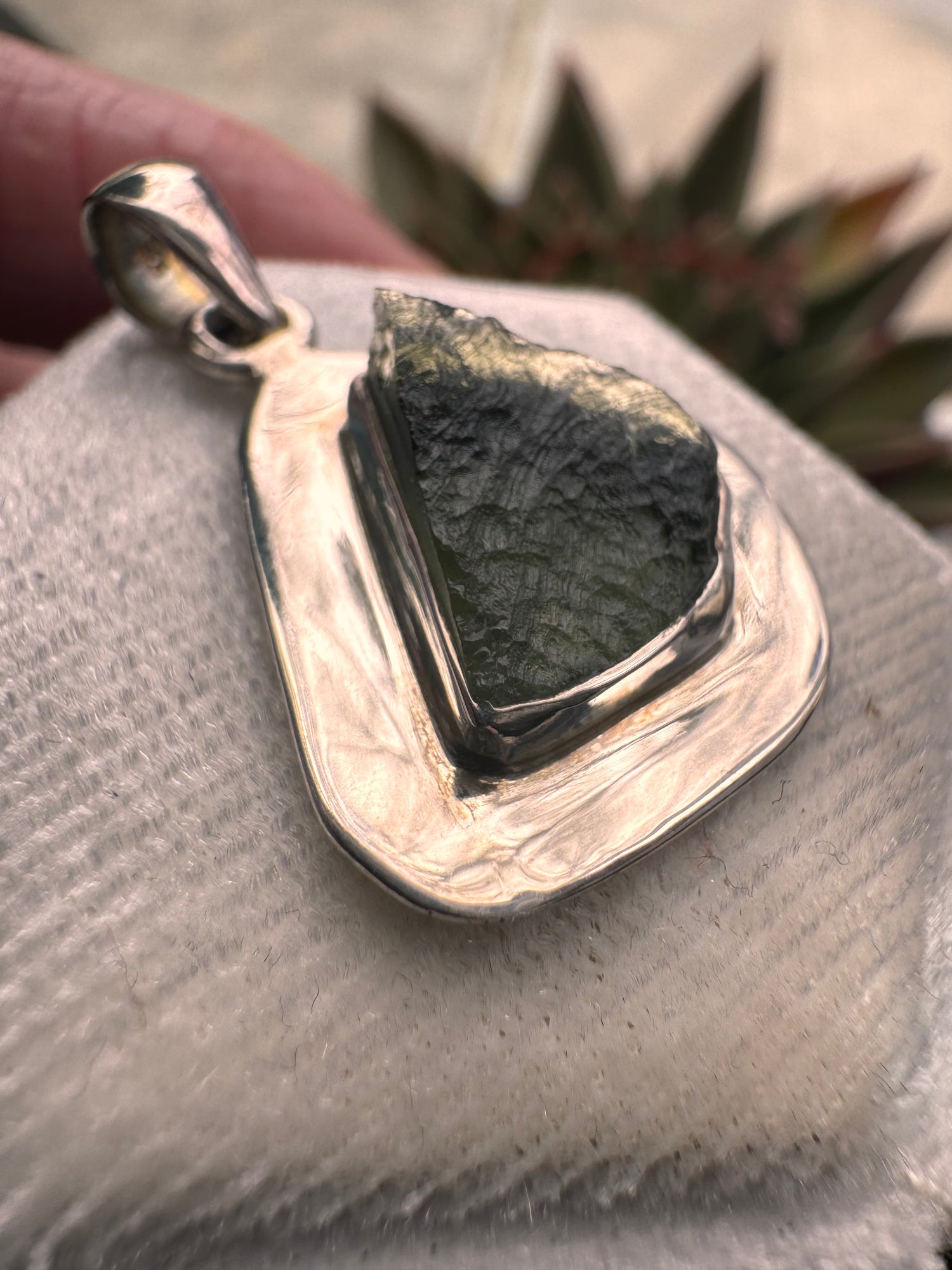 Moldavite Sterling Silver Pendant - Moon Room Shop and Wellness