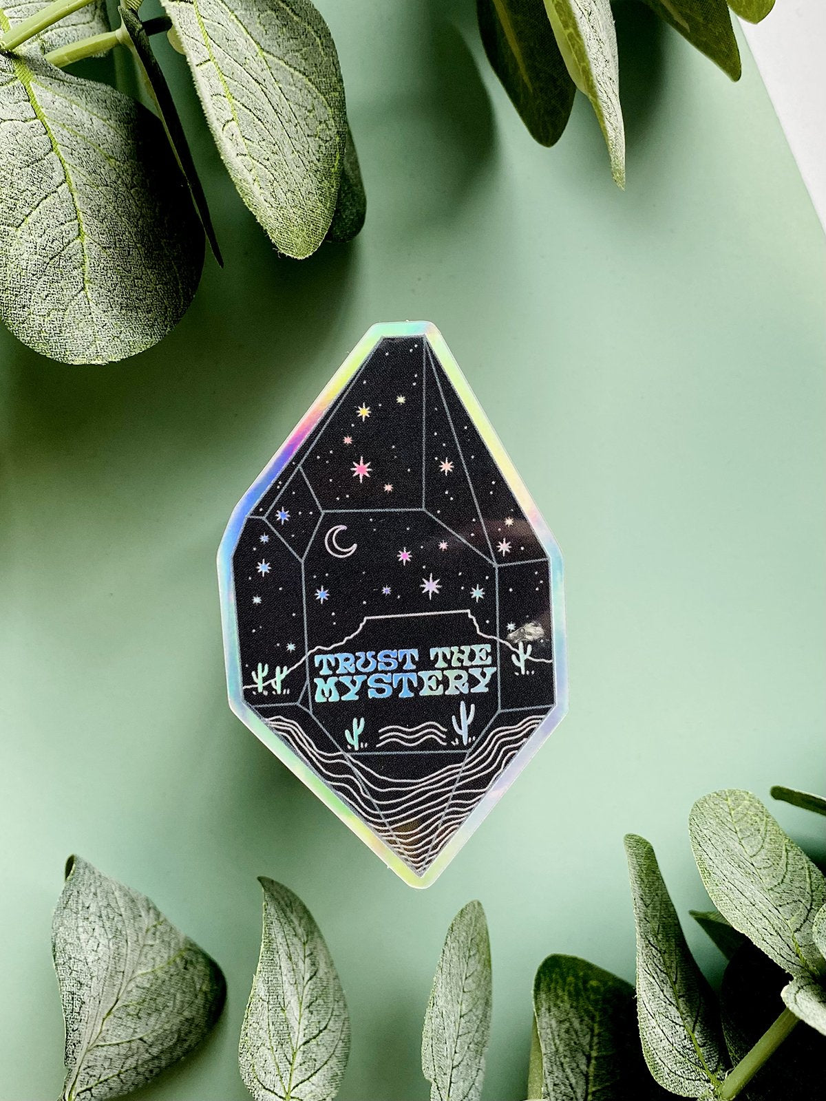 Trust the Mystery Holographic Sticker - Moon Room Shop and Wellness