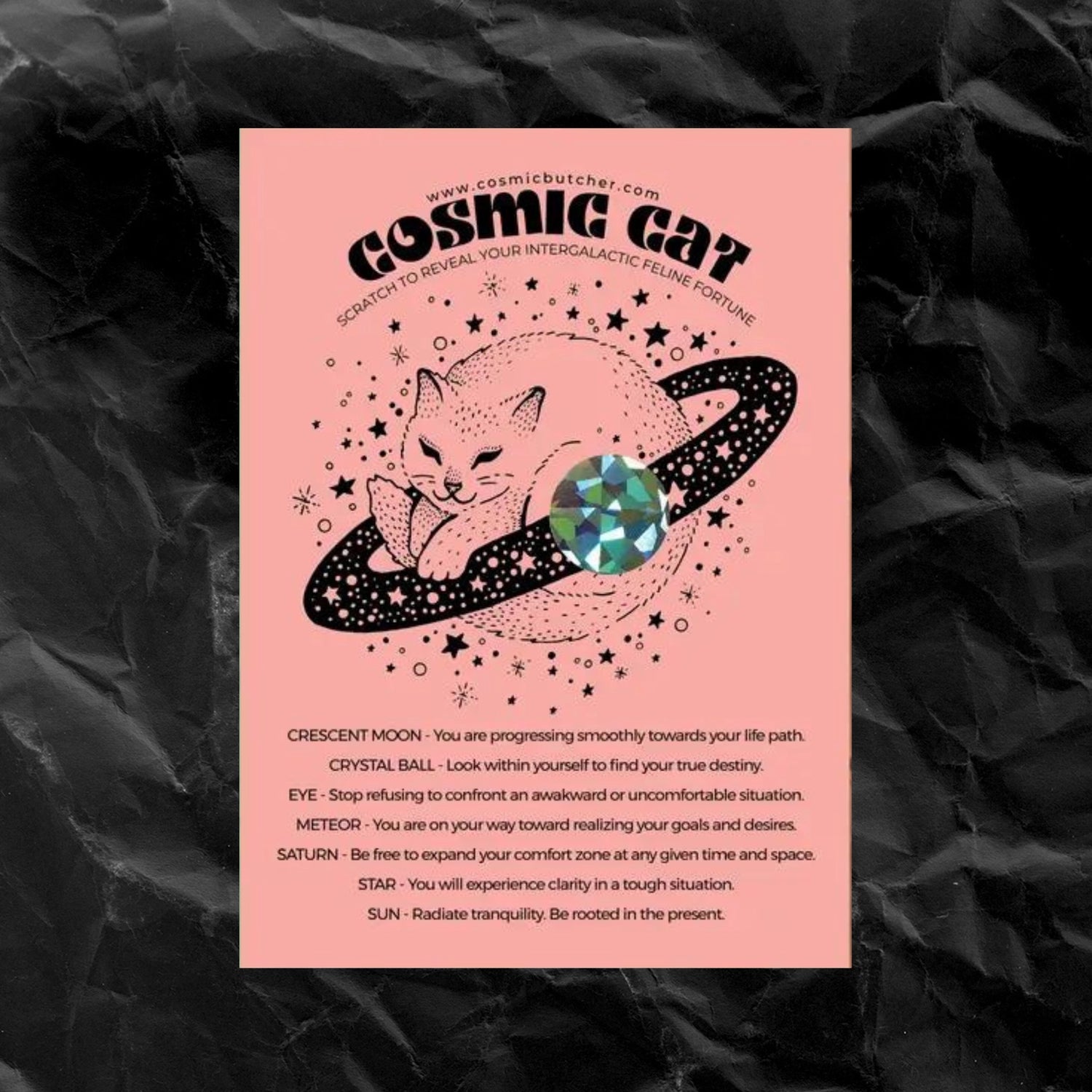 Scratch Off "Cosmic Cat" Fortune Affirmation Card - Moon Room Shop and Wellness