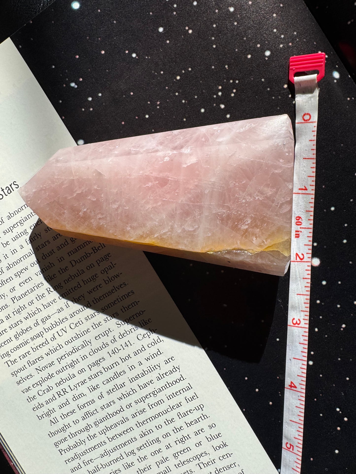 Rose Quartz w/ Golden Healer Tower 200 g Brazil - Moon Room Shop and Wellness