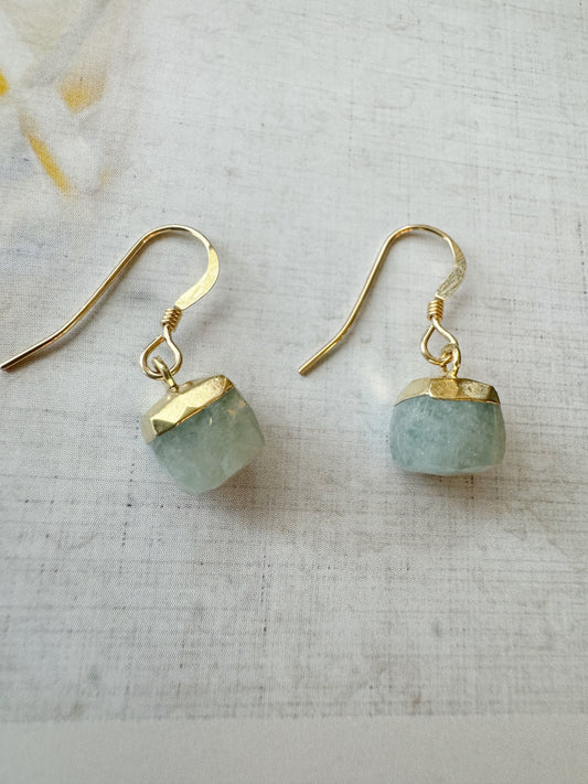 Amazonite Cube Gold Fill Earrings - Moon Room Shop and Wellness