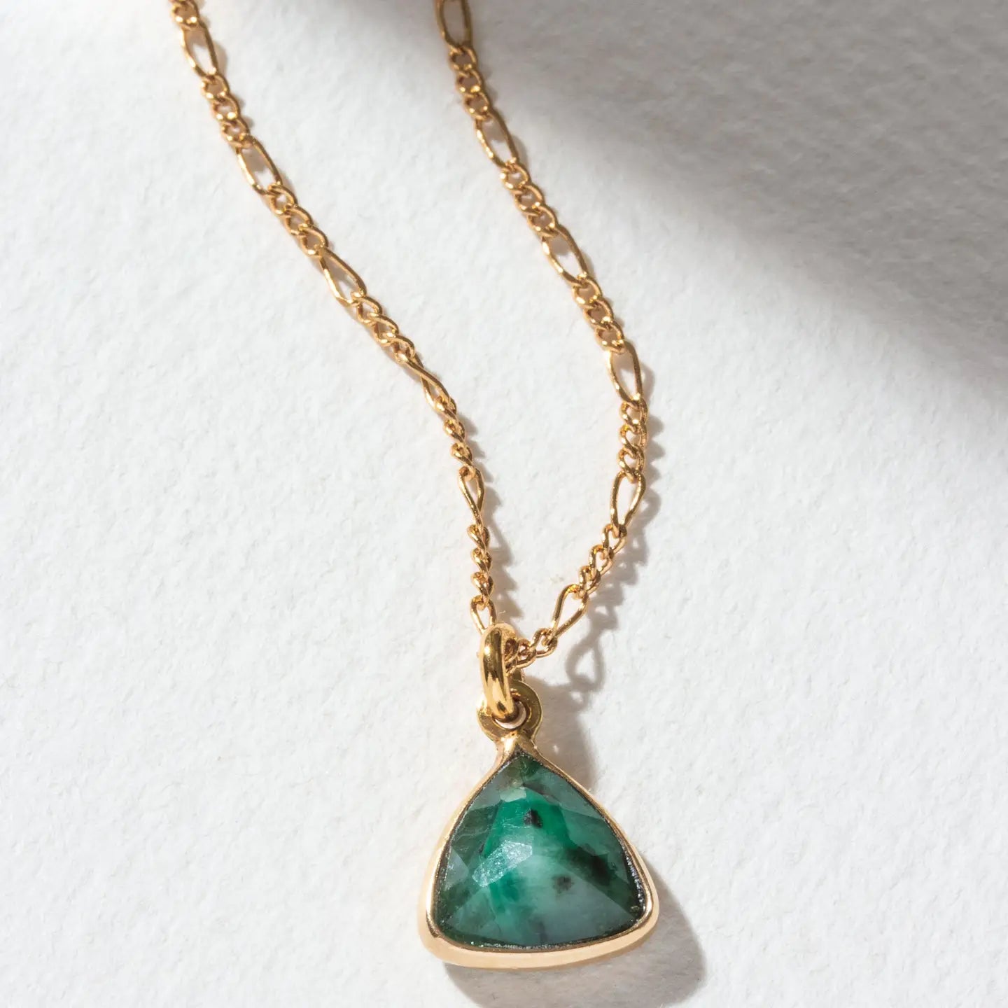 Emerald Triangle Dainty  Necklace in Gold Plated Brass