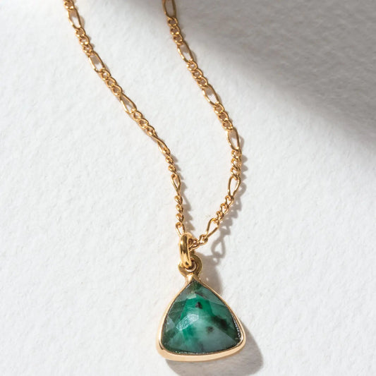 Emerald Triangle Dainty Necklace in Gold Plated Brass