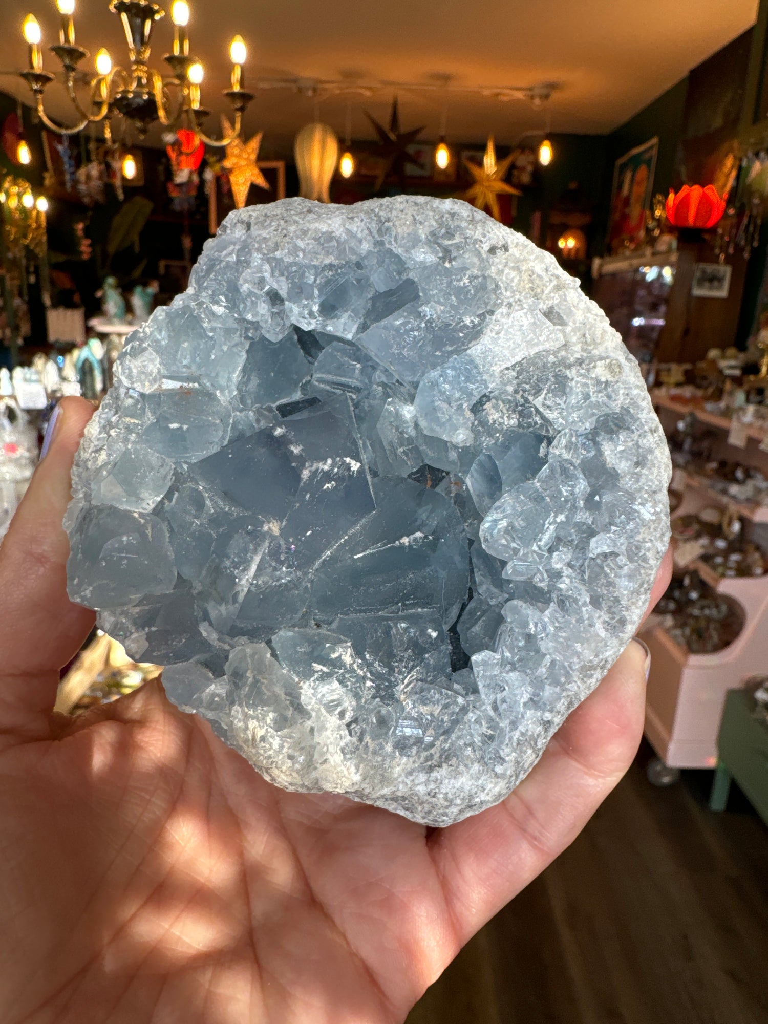 Celestite Geode 1.9 lb - Moon Room Shop and Wellness