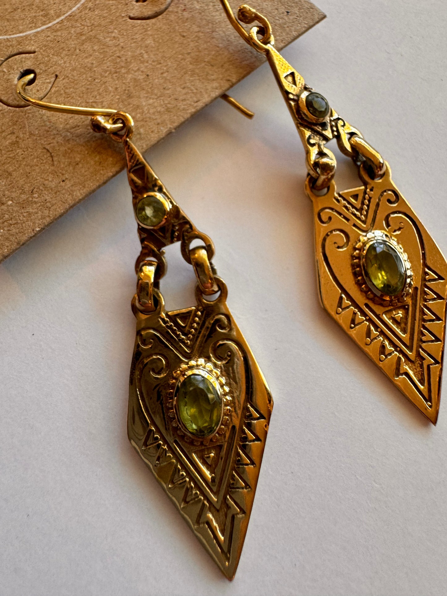 Peridot Dangle Earring in Brass