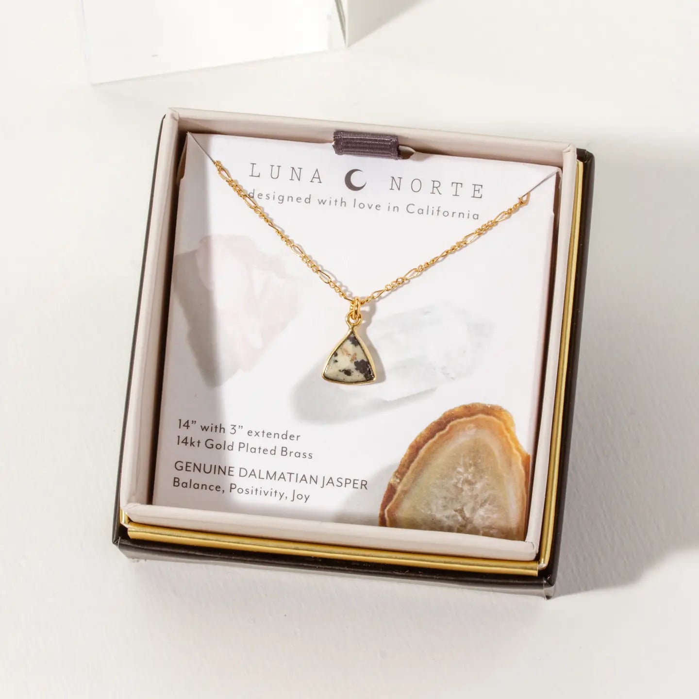 Dalmation Jasper Triangle Dainty  Necklace in Gold Plated Brass