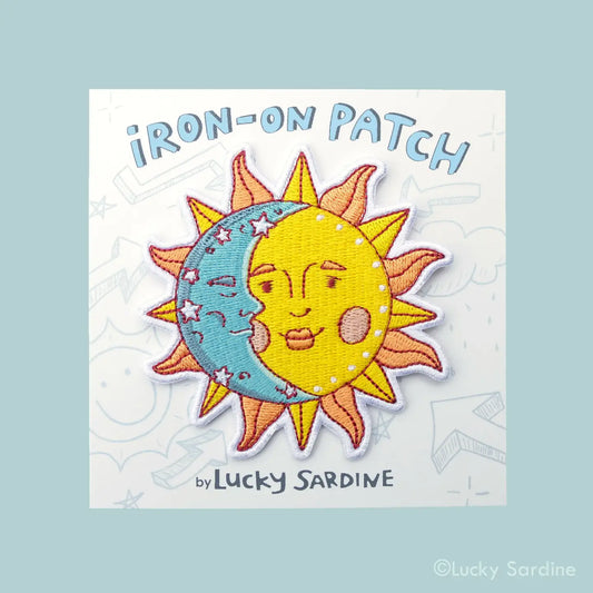 Celestial Sun & Moon, Cosmic Stars Embroidered Iron-On Patch - Moon Room Shop and Wellness
