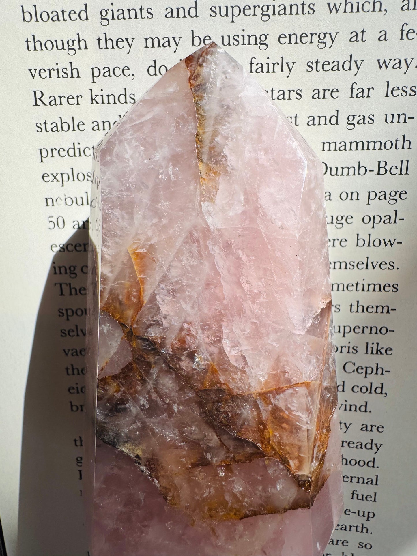 Rose Quartz w/ Golden Healer Tower 192 g Brazil - Moon Room Shop and Wellness