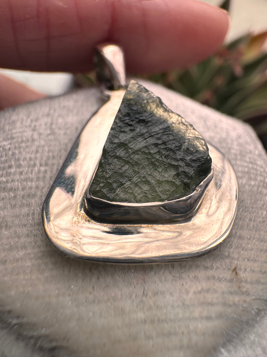 Moldavite Sterling Silver Pendant - Moon Room Shop and Wellness