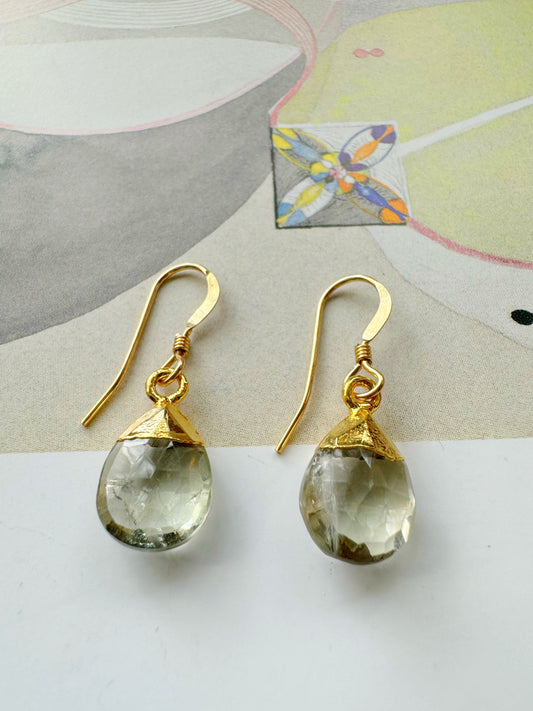 Green Amethyst Faceted Gold Fill Earrings - Moon Room Shop and Wellness