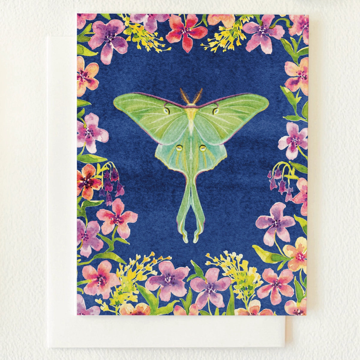 Luna Moth Garden Blank Greeting Card by Folk Meadow - Moon Room Shop and Wellness