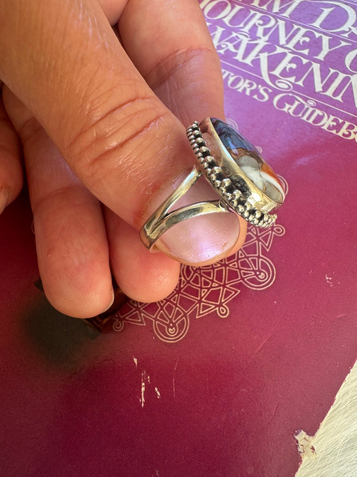 Oyster Copper Turquoise 925 Sterling Silver Ring Size 6.25 - Moon Room Shop and Wellness