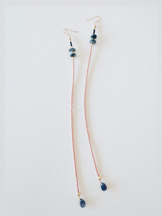 Iolite + Labradorite Free Flow Long Earrings - Moon Room Shop and Wellness