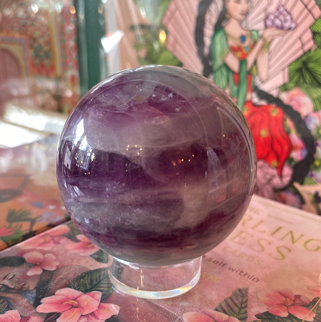 Rainbow Fluorite Sphere 344 g - Moon Room Shop and Wellness