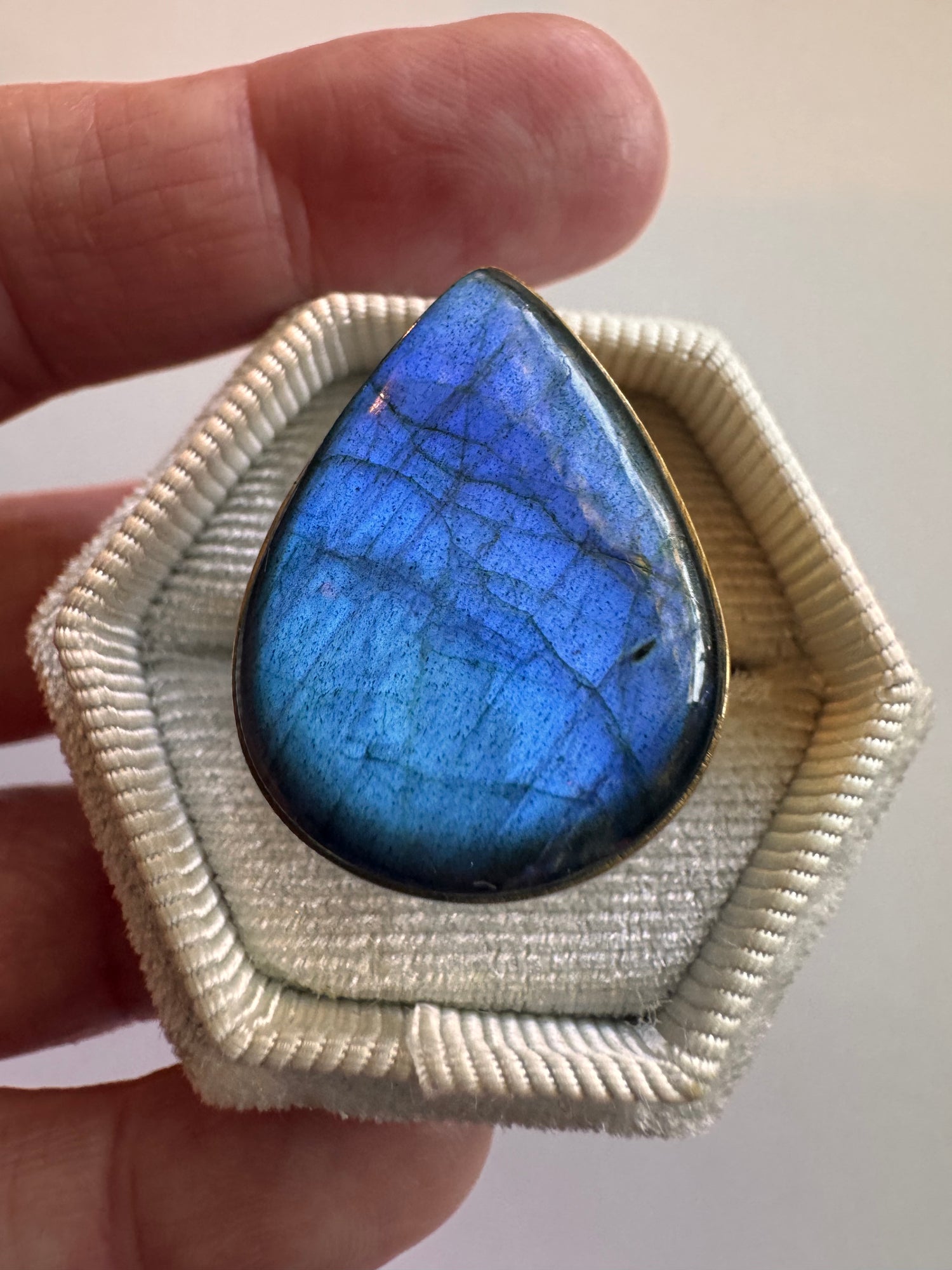 Labradorite Brass Ring Size 9 - Moon Room Shop and Wellness
