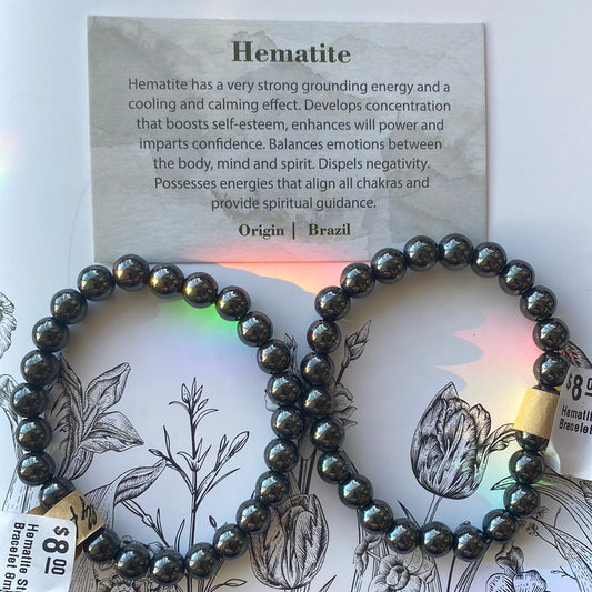 Hematite Stretch Bracelet 8mm - Moon Room Shop and Wellness