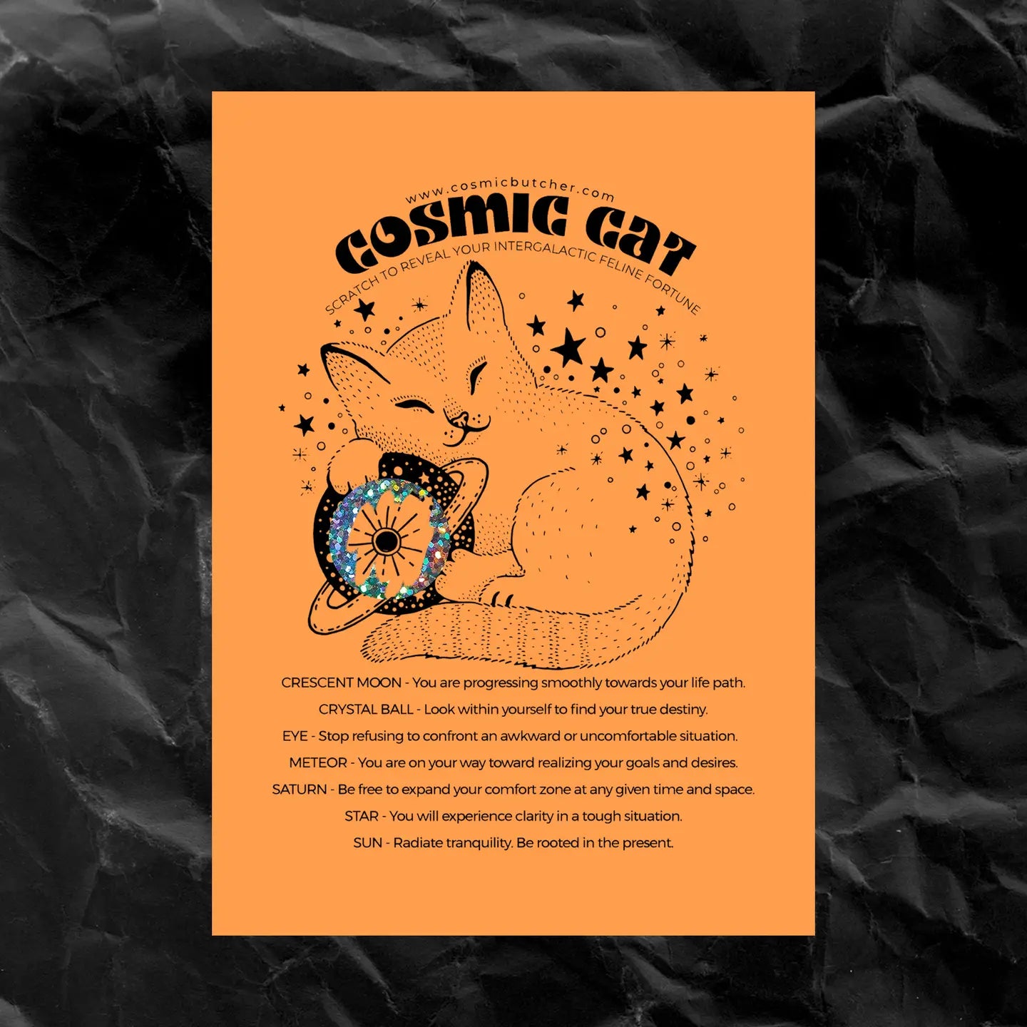 Scratch Off "Cosmic Cat" Fortune Affirmation Card - Moon Room Shop and Wellness