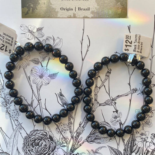 Black Tourmaline Stretch Bracelet 8 mm- Moon Room Shop and Wellness