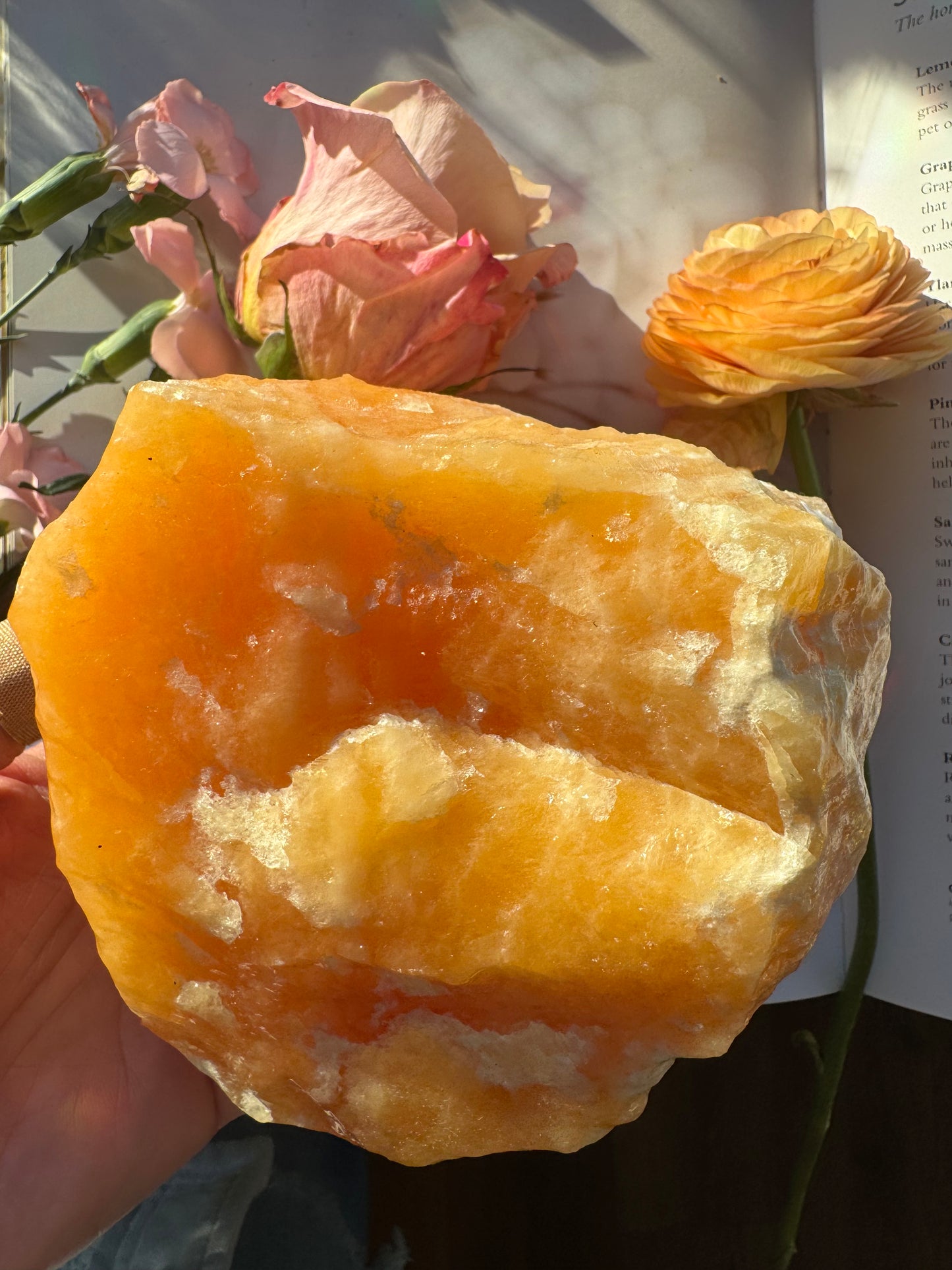 Orange Calcite Chunk 4.4 lb Mexico - Moon Room Shop and Wellness